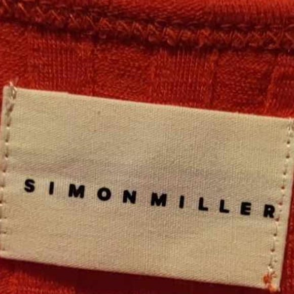 Simon Miller Midi Ribbed Knit Fitted Long Sleeve Orange Red Dress SZ 0 - Picture 4 of 7